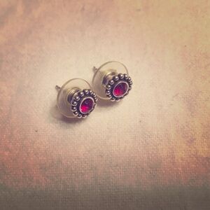 Garnet Colored Stud Earrings